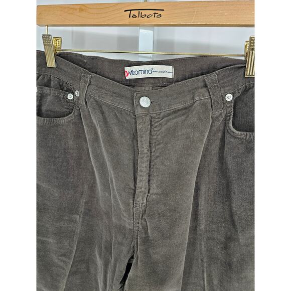 Vitamina Women's Corduroy Button Closer Pockets Mid Rise Belt Loop Pant Size 52 - Picture 3 of 5